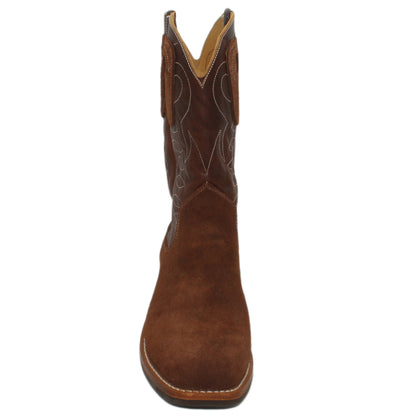 12" Brown Upper w/ Loops Stitching

Brown Timberjack Rough Out Steer Vamp

Wide French Square Toe

Slightly Tapered Heel