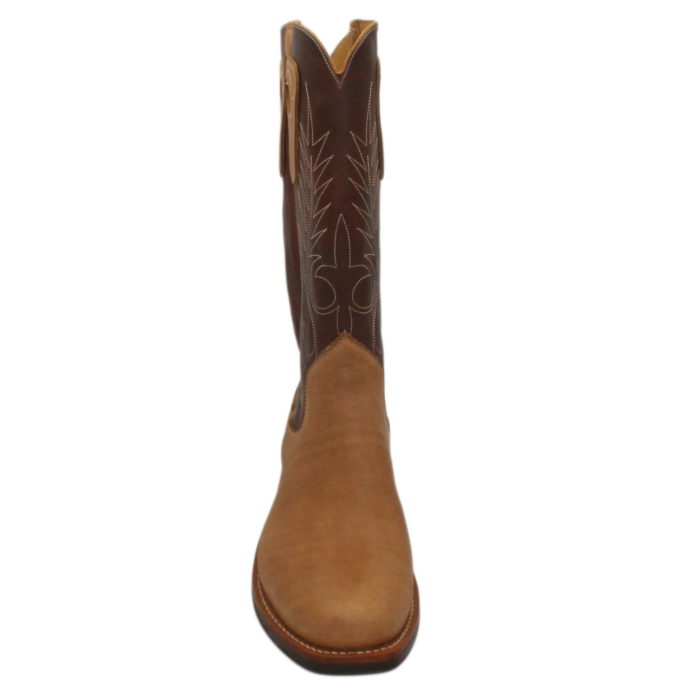 14" Brown Upper w/ Beck Classic Stitching

Buckskin Steer Vamp

Regular Forties Square Toe

Slightly Tapered Heel