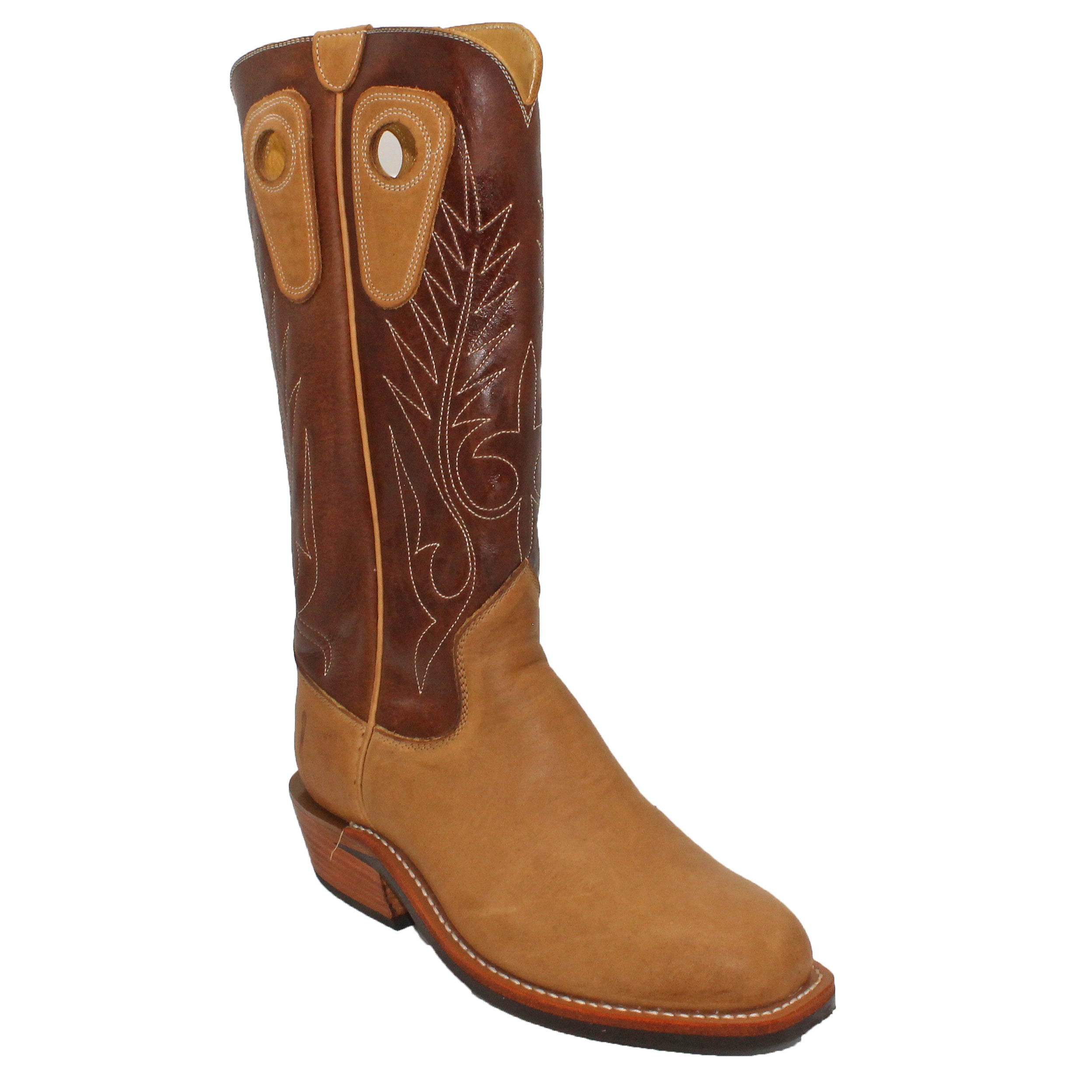 14" Brown Upper w/ Beck Classic Stitching

Buckskin Rough Out Steer Vamp

Regular French Square Toe

Slightly Tapered Heel