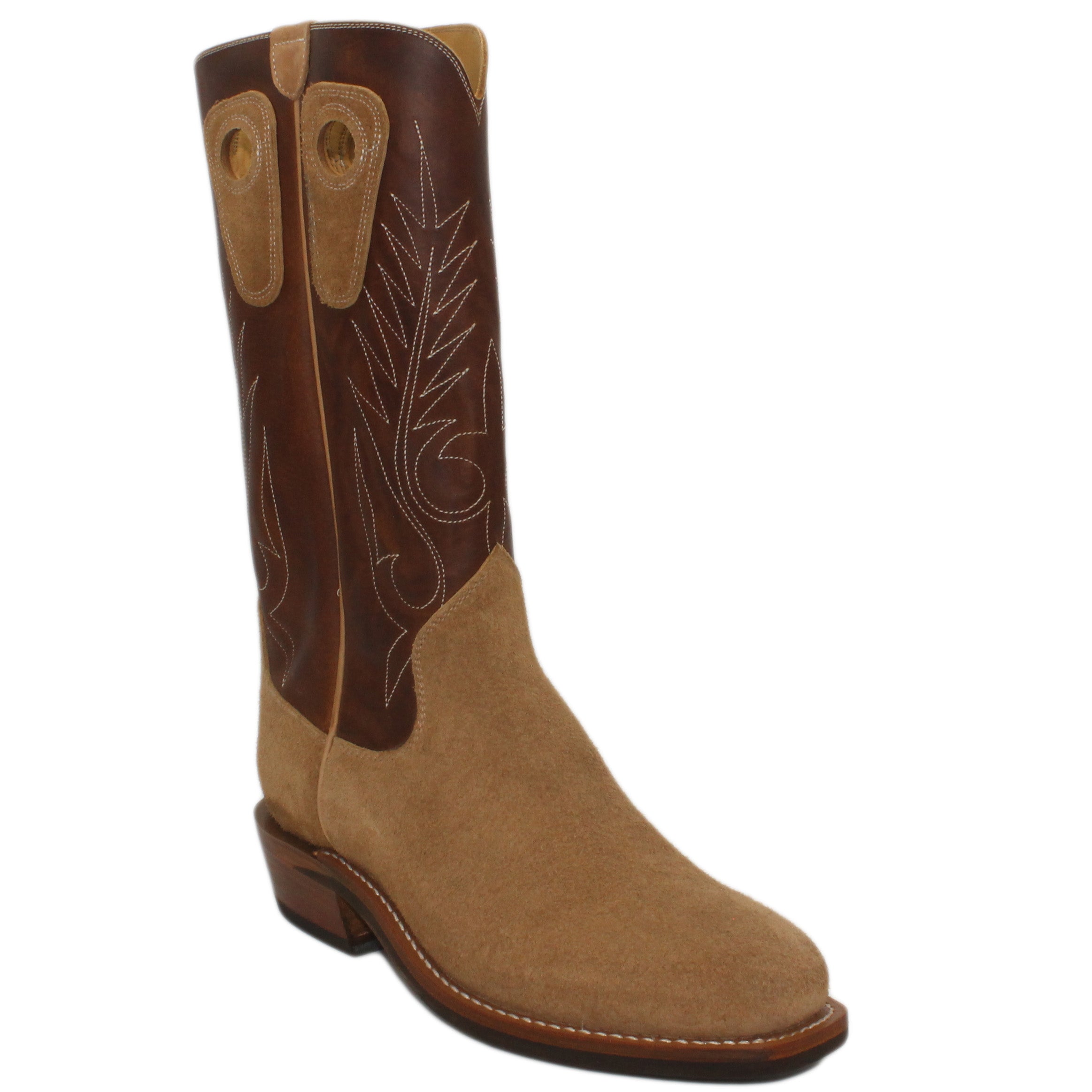 14" Brown Upper w/ Beck Classic Stitching

Buckskin Rough Out Steer Vamp

Regular French Square Toe

Slightly Tapered Heel