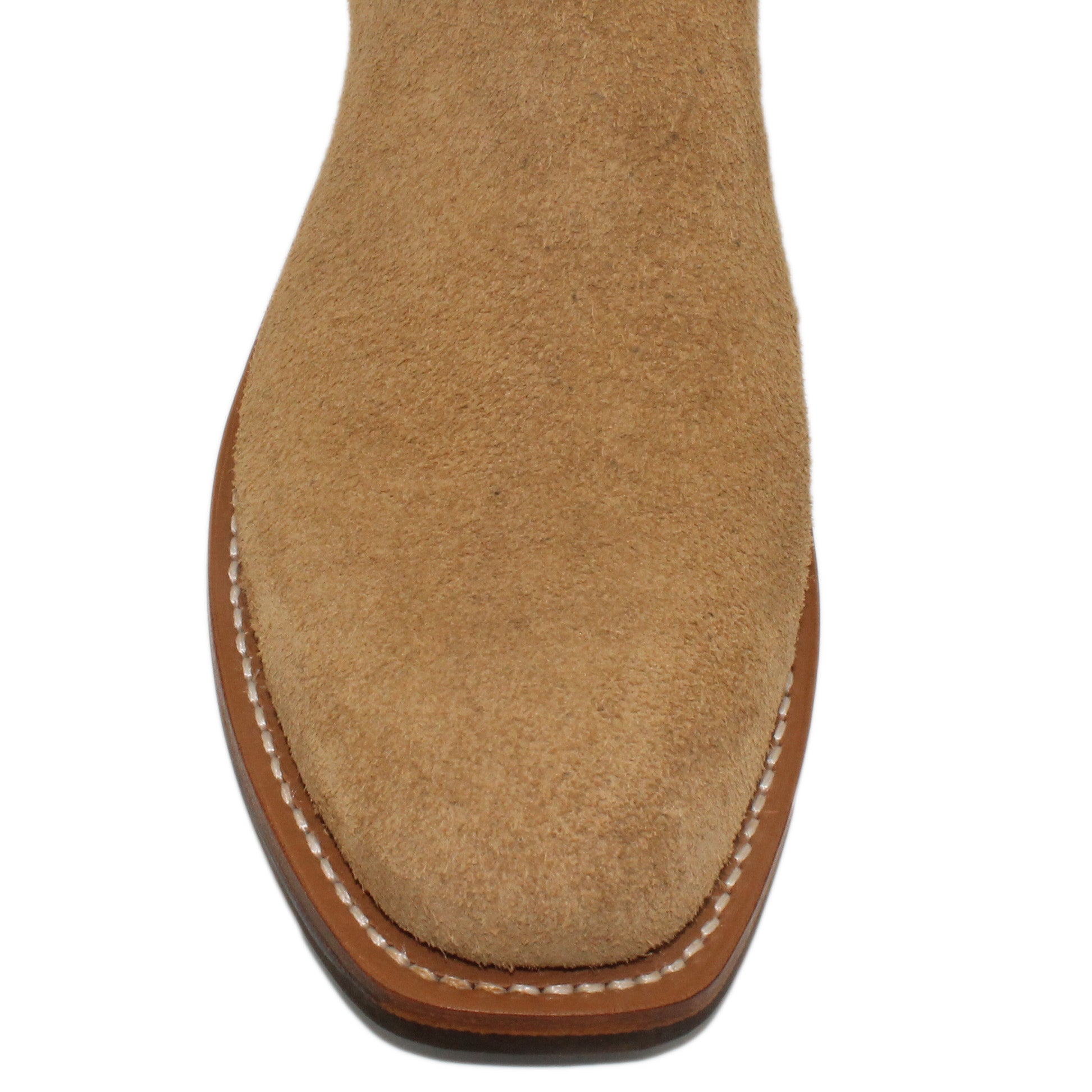 14" Brown Upper w/ Beck Classic Stitching

Buckskin Rough Out Steer Vamp

Regular French Square Toe

Slightly Tapered Heel