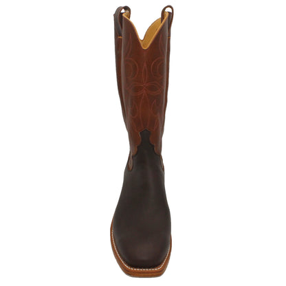 14" Brown Upper w/ Elkhorn Stitching in Wine

Brown Timberjack Steer Vamp

Wide French Square Toe

Block Heel