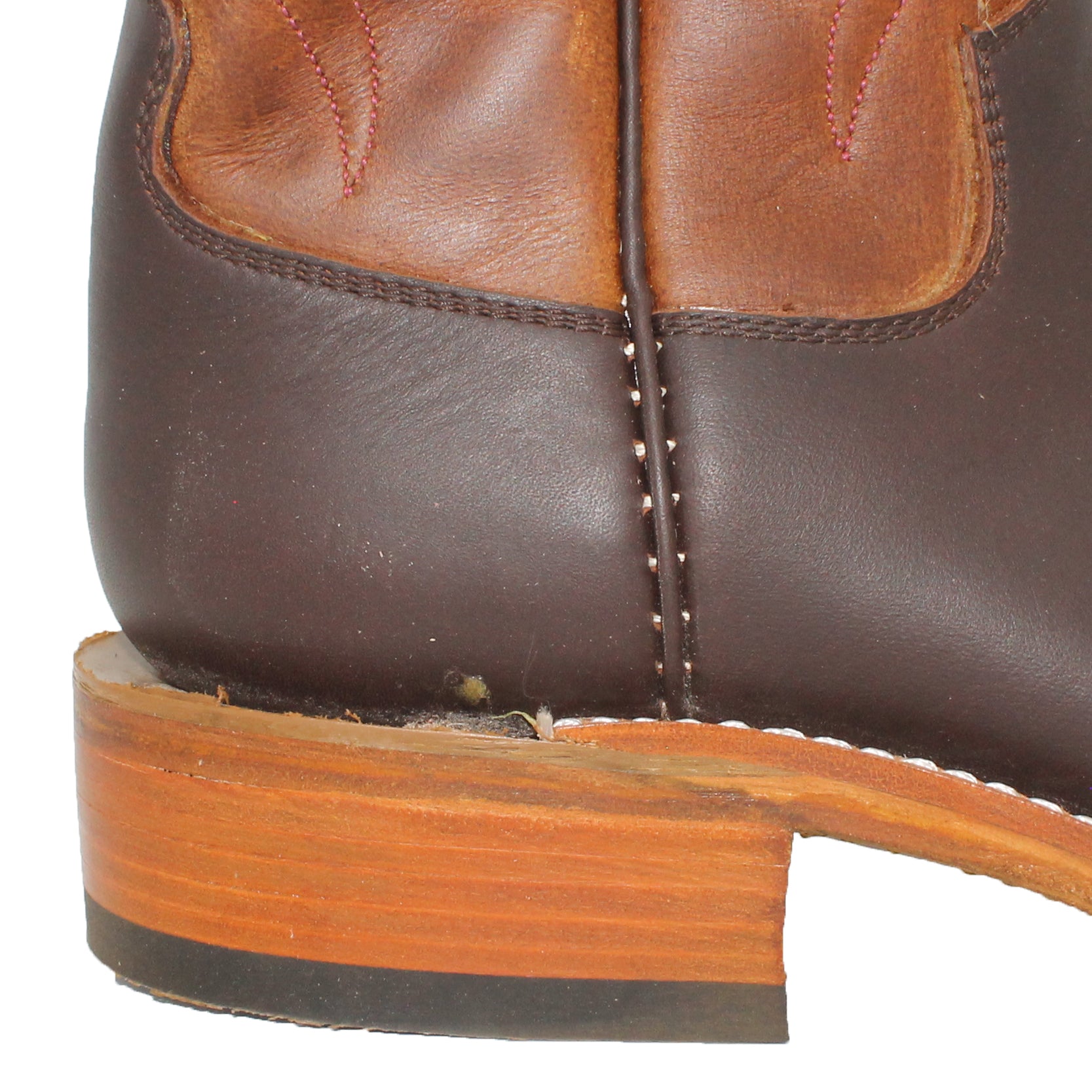 14" Brown Upper w/ Elkhorn Stitching in Wine

Brown Timberjack Steer Vamp

Wide French Square Toe

Block Heel