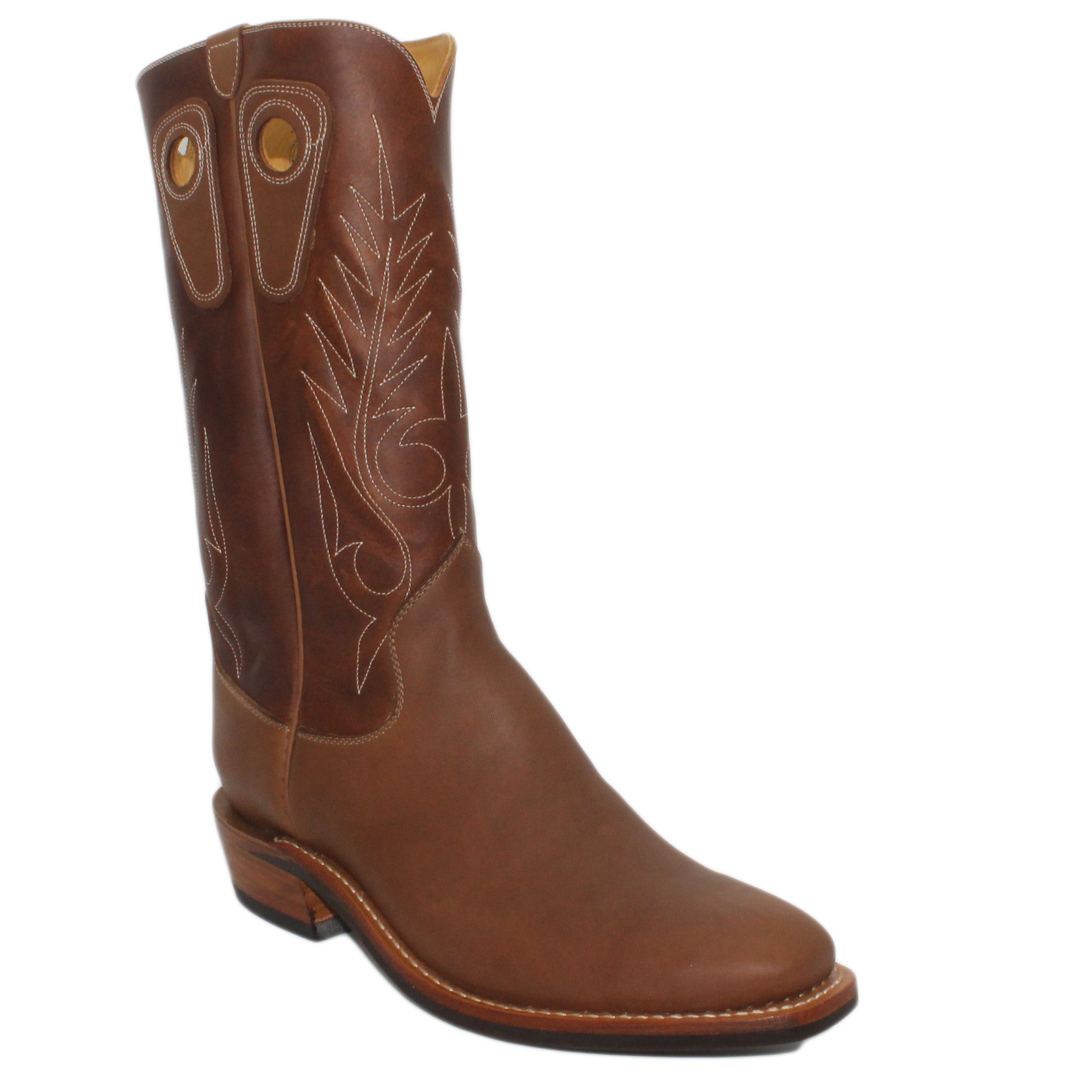 14" Brown Upper w/ Beck Classic Stitching

Saddle Timberjack Steer Vamp

Regular French Square Toe

Slightly Tapered Heel