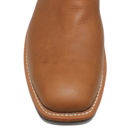 12" Brown upper w/ Elkhorn Stitching

Saddle Timberjack Steer Vamp

Wide French Toe

Block Heel