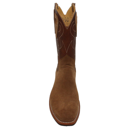 12" Brown upper w/ Loops Stitching

Saddle Timberjack Rough Out Steer Vamp

Regular Forties Square Toe

Slightly Tapered Heel