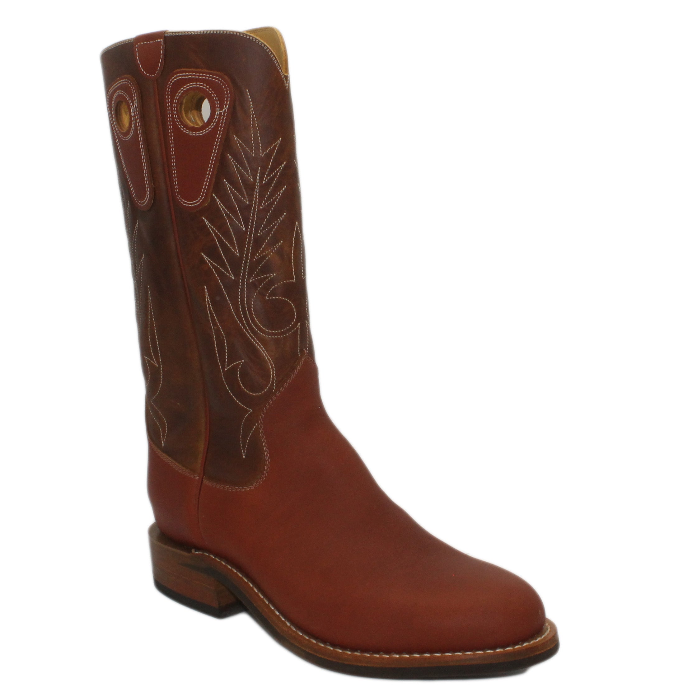 14" Brown Upper w/ Beck Classic Stitching

Tan Timberjack Steer Vamp

Round Toe

Block Heel