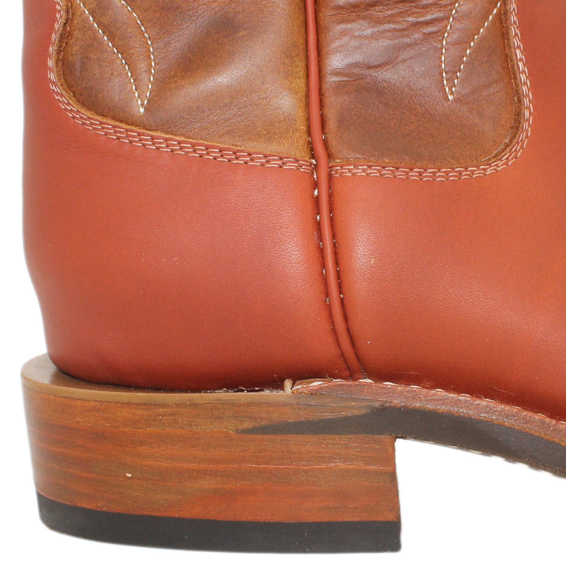 14" Brown Upper w/ Beck Classic Stitching

Tan Timberjack Steer Vamp

Round Toe

Block Heel