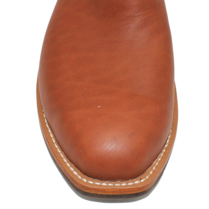 12" Brown Upper w/ Loops Stitching

Tan Timberjack Steer Vamp

Regular French Square Toe

Slightly Tapered Heel