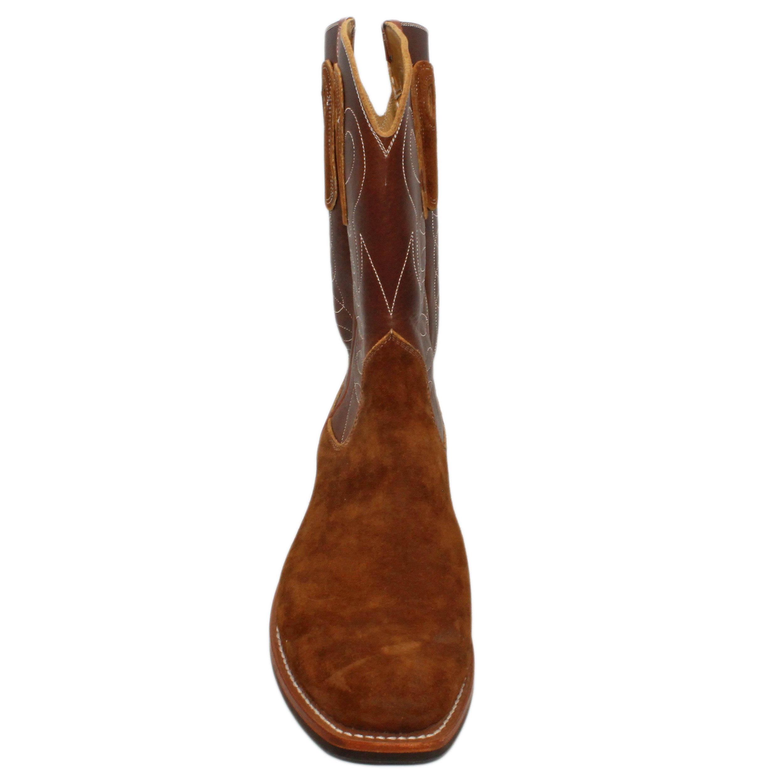 12" Brown upper w/ Loops Stitching

Tibetan Yak Rough Out Vamp

Regular Forties Square Toe

Slightly Tapered Heel