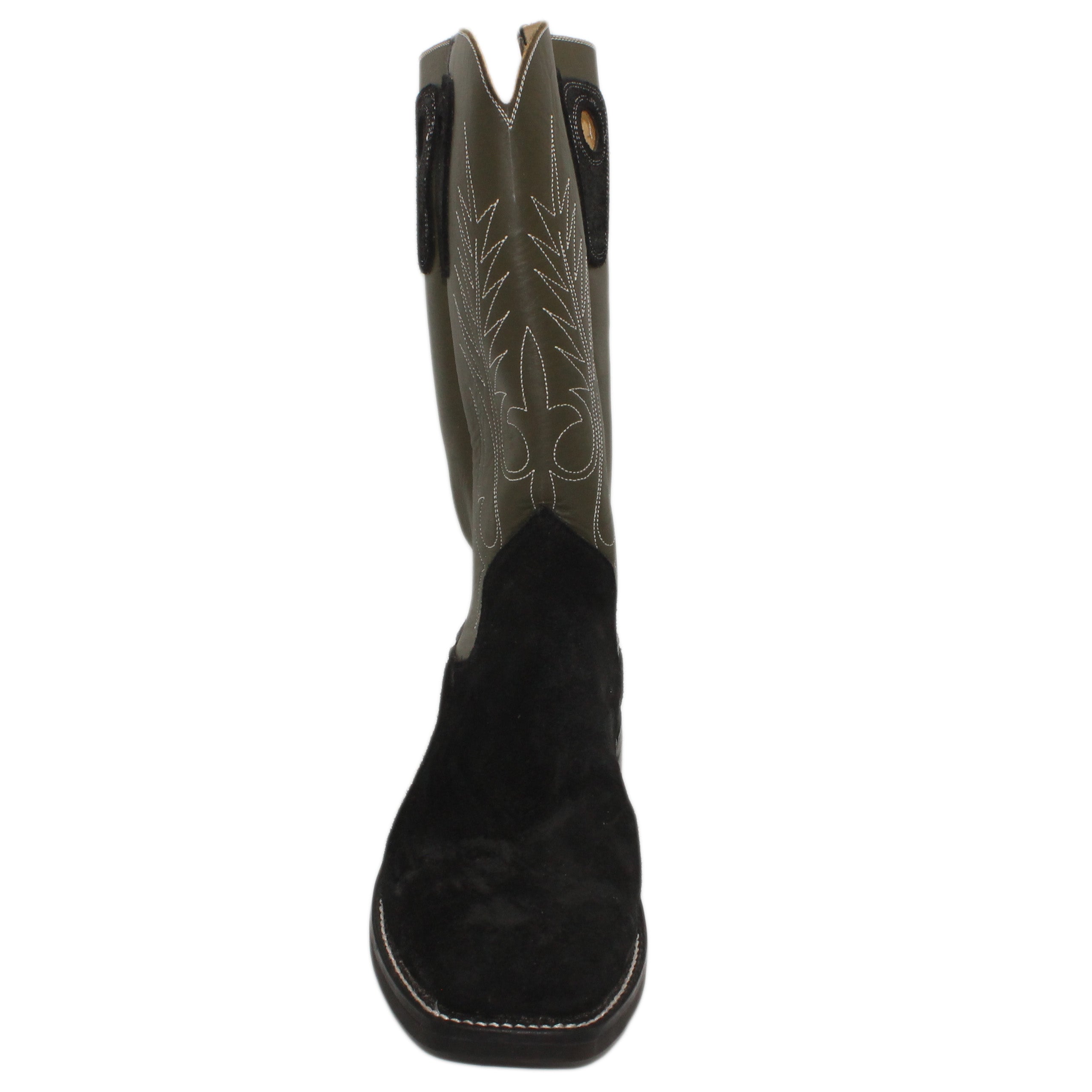 14" Forest Upper w/ Beck Classic Stitching

Black Rough Out Steer Vamp

Wide French Square Toe

Block Heel