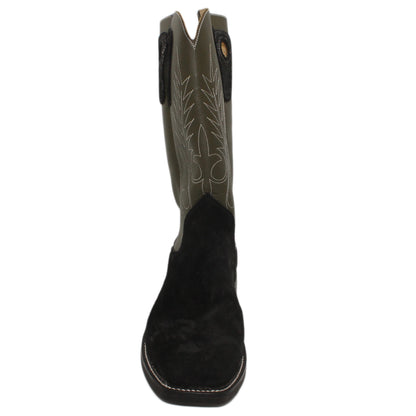 14" Forest Upper w/ Beck Classic Stitching

Black Rough Out Steer Vamp

Wide French Square Toe

Block Heel