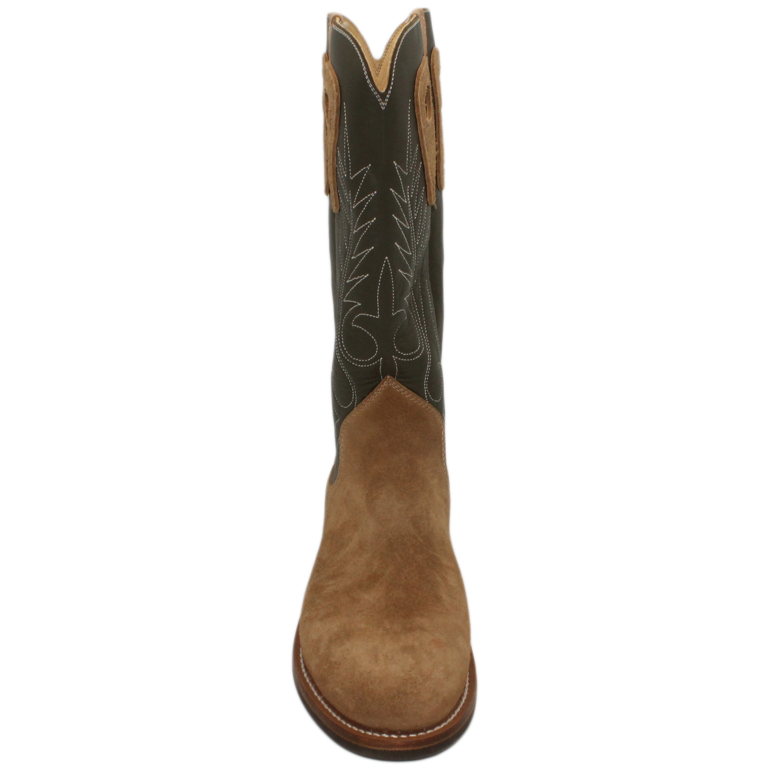 14" Forest Upper w/ Beck Classic Stitching

Buckskin Steer Rough Out Vamp

Round Toe

Slightly Tapered Heel