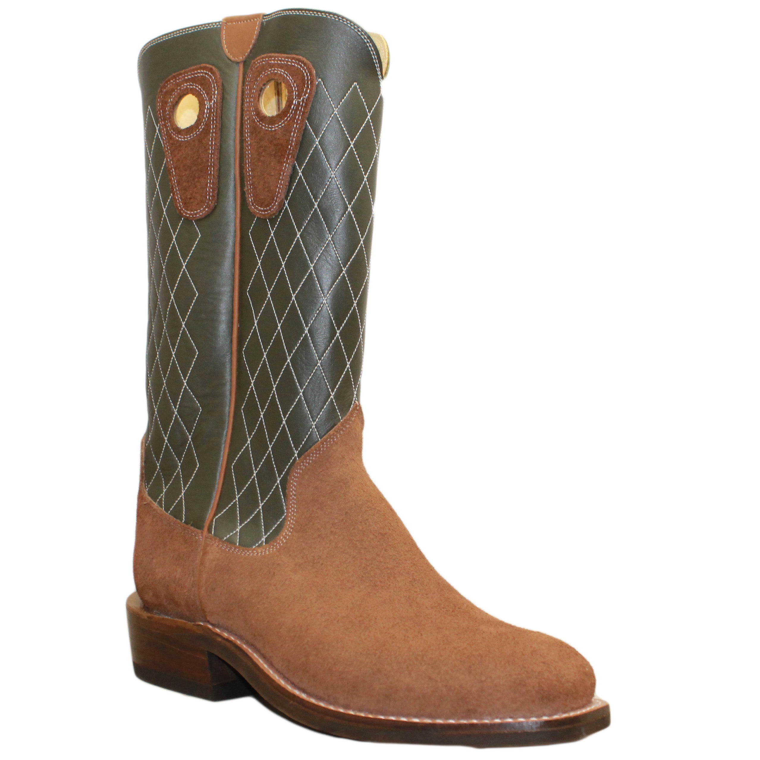 14" Forest Upper w/ Diamond Stitching

Saddle Timberjack Rough Out Steer Vamp

Wide French Square Toe

Slightly Tapered Heel