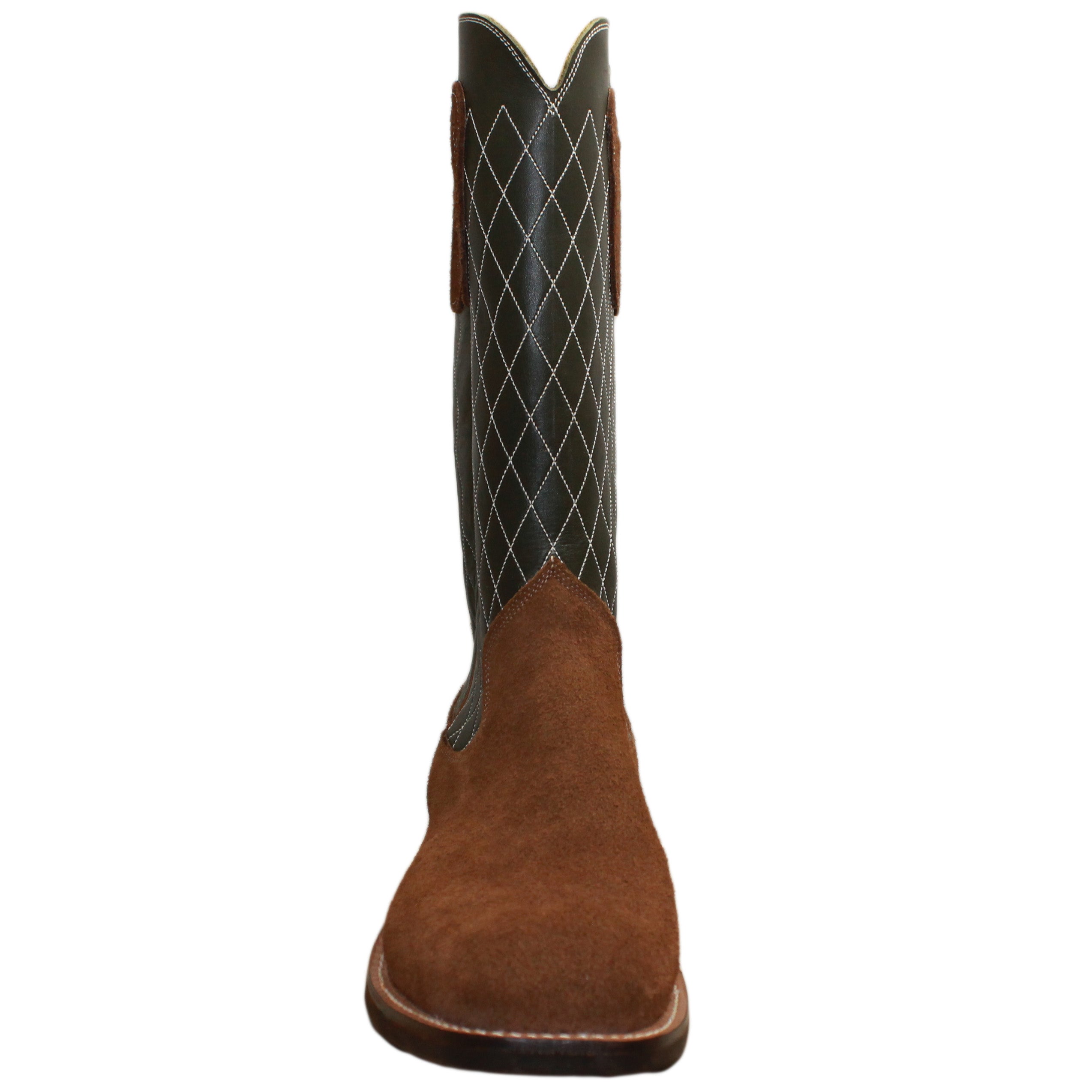 14" Forest Upper w/ Diamond Stitching

Saddle Timberjack Rough Out Steer Vamp

Wide French Square Toe

Slightly Tapered Heel