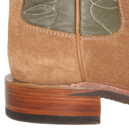 12" Forest Upper w/ Loops Stitching

Saddle Timberjack Rough Out Steer Vamp

Wide French Square Toe

Block Heel