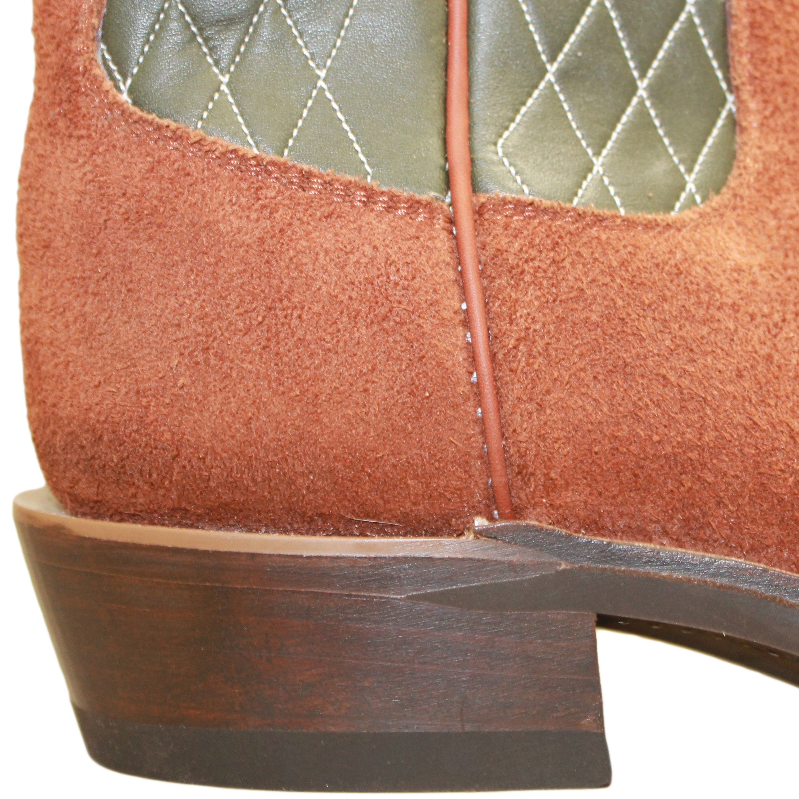 14" Forest Upper w/ Diamond Stitching

Tan Timberjack Steer Rough Out Vamp

Wide French Square Toe

Slightly Tapered Heel
