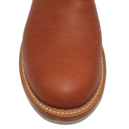12" Green upper w/ Beck 5 Row Stitching

Tan Timberjack Steer Vamp

Wide Round Toe

Block Heel

Leather Sole