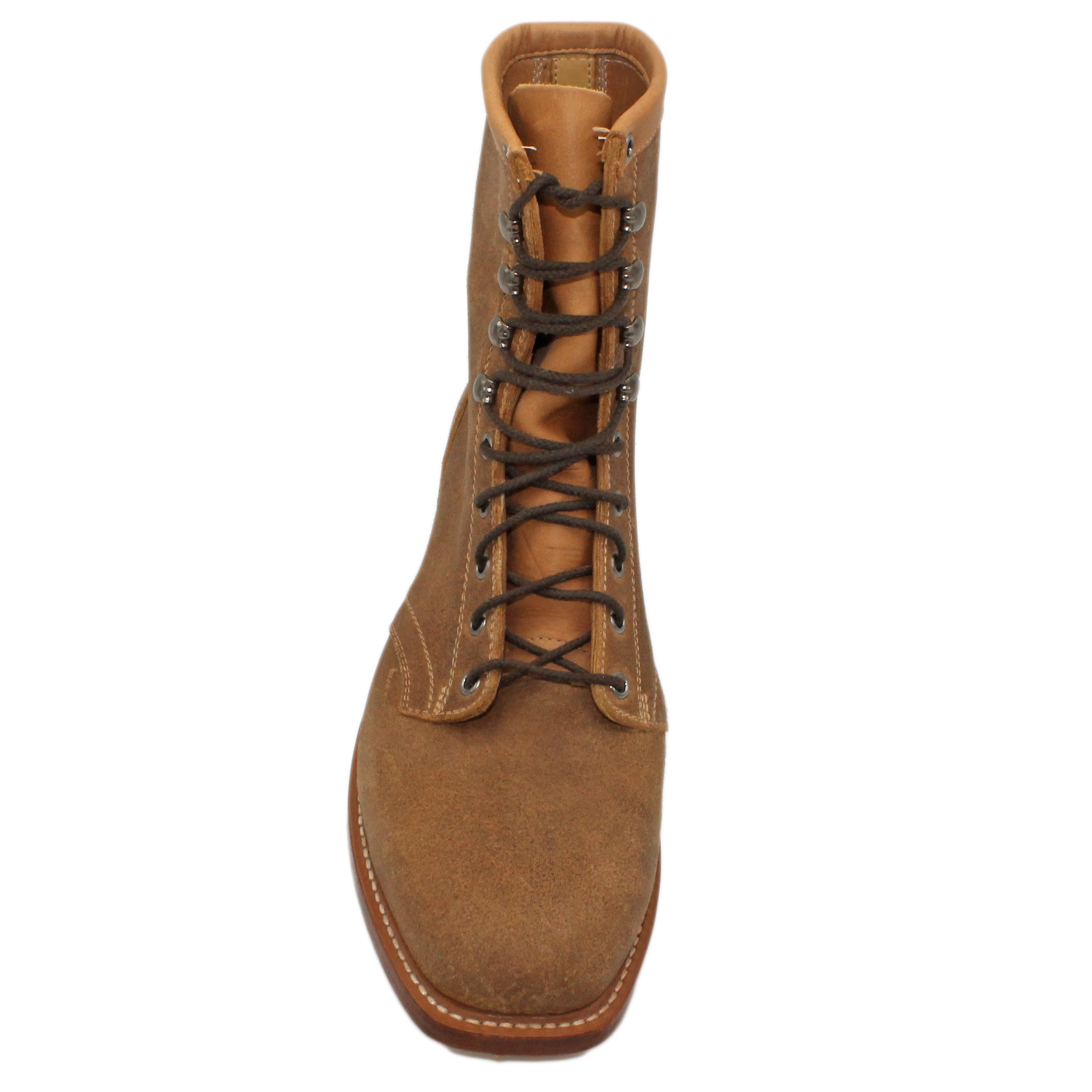 8" Lace-Up

Waxed Steer

Wide French Square Toe

Slightly Tapered Heel

Leather Sole