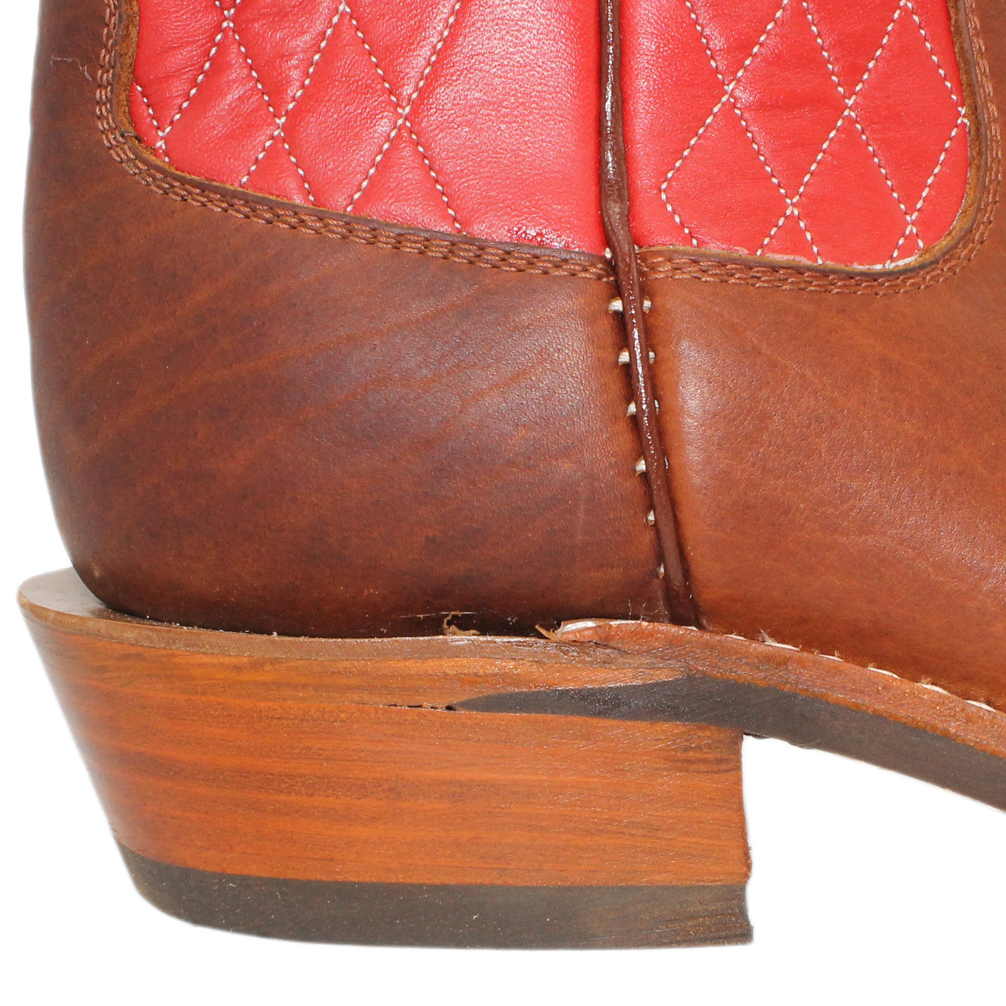 14" Red upper w/ Diamond Stitching

Bison Vamp

Regular French Square Toe

Slightly Tapered Heel