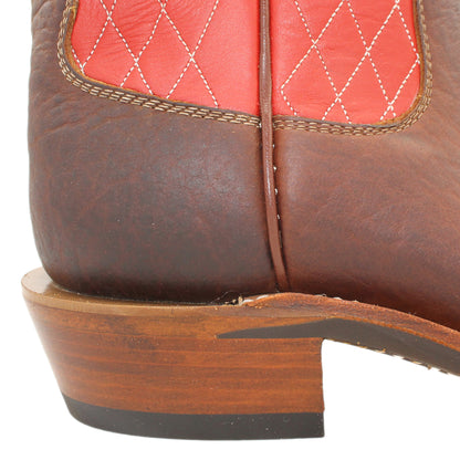 14" Red upper w/ Diamond Stitching

Bison Vamp

Wide French Square Toe

Slightly Tapered Heel
