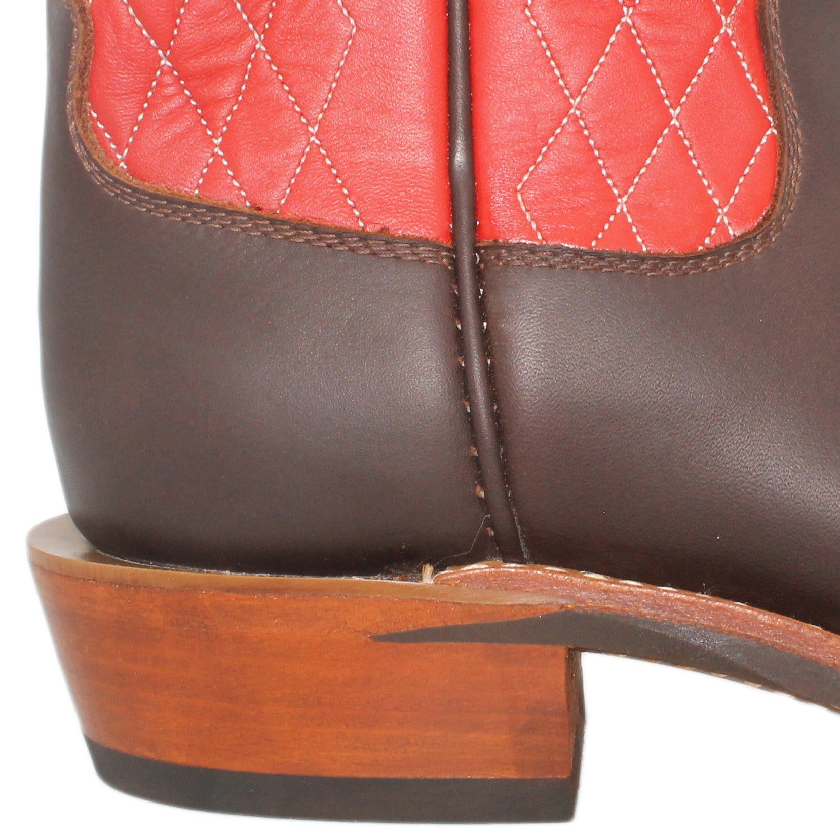 14" Red Upper w/ Diamond Stitching

Brown Timberjack Steer Vamp

Regular French Square Toe

Slightly Tapered Heel