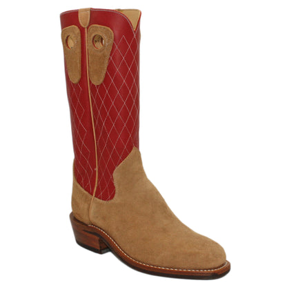 14" Red Upper w/ Diamond Stitching

Buckskin Rough Out Steer Vamp

Regular French Square Toe

Slightly Tapered Heel