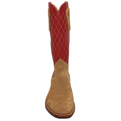 14" Red Upper w/ Diamond Stitching

Buckskin Rough Out Steer Vamp

Regular French Square Toe

Slightly Tapered Heel