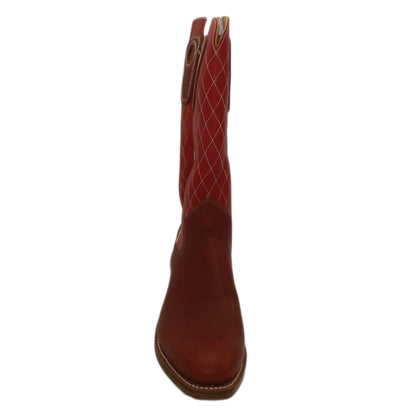 14" Red Upper w/ Diamond Stitching

Tan Timberjack Steer Vamp

Regular French Square Toe

Underslung Heel