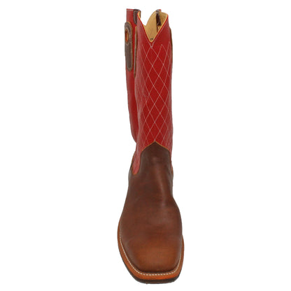 14" Red Upper w/ Diamond Stitching

Oil Tan Steer Vamp

Wide French Square Toe

Slightly Tapered Heel