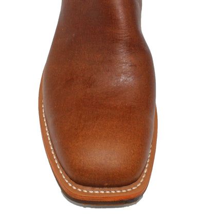 14" Red Upper w/ Diamond Stitching

Oil Tan Steer Vamp

Wide French Square Toe

Slightly Tapered Heel