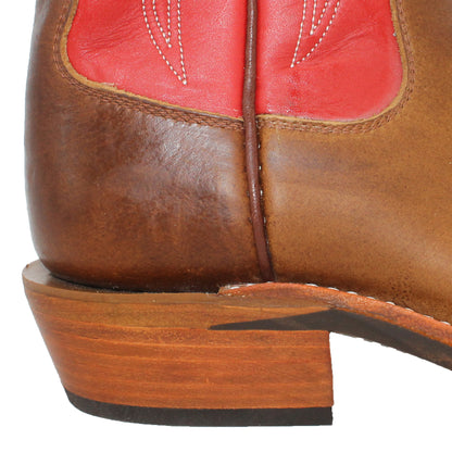 16" Red Uppers w/ Tulip Stitching

Oil Tan Steer Vamp

Wide French Square Toe

Slightly Tapered Heel