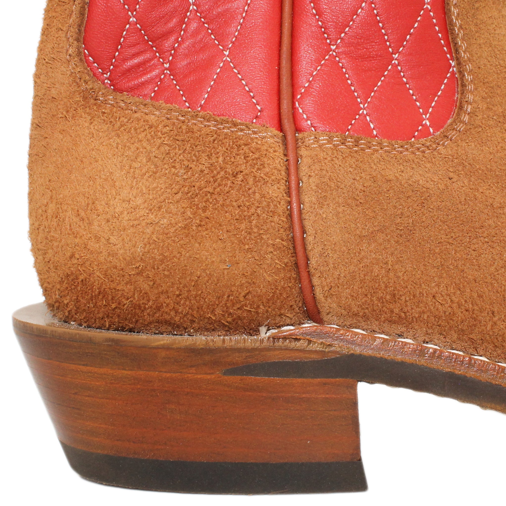 14" Red Upper w/ Diamond Stitching

Tan Timberjack Rough Out Steer Vamp

Regular French Square Toe

Slightly Tapered Heel