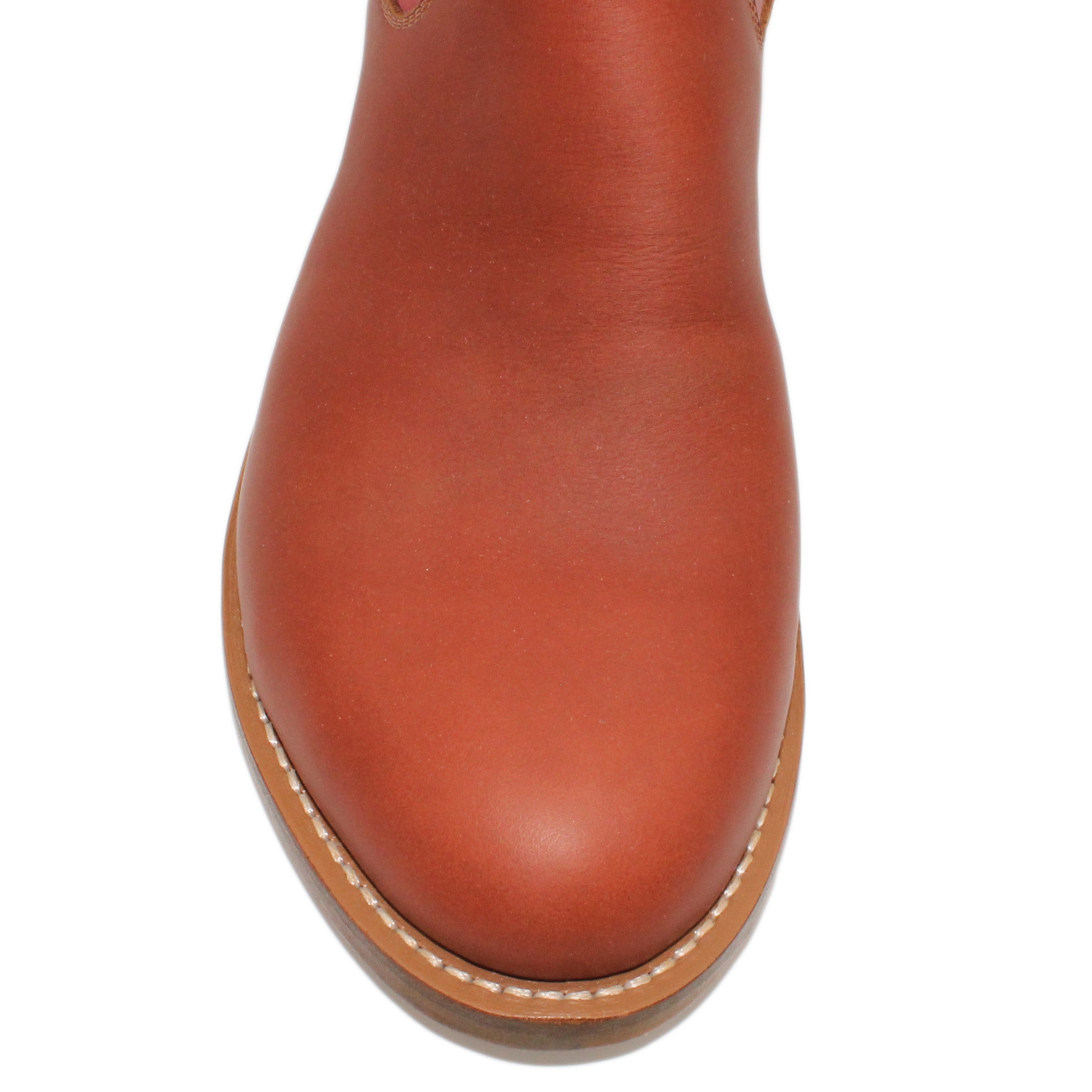 16" Red Upper w/ Tulip Stitching

Tan Timberjack Steer Vamp

Round Toe

Slightly Tapered Heel
