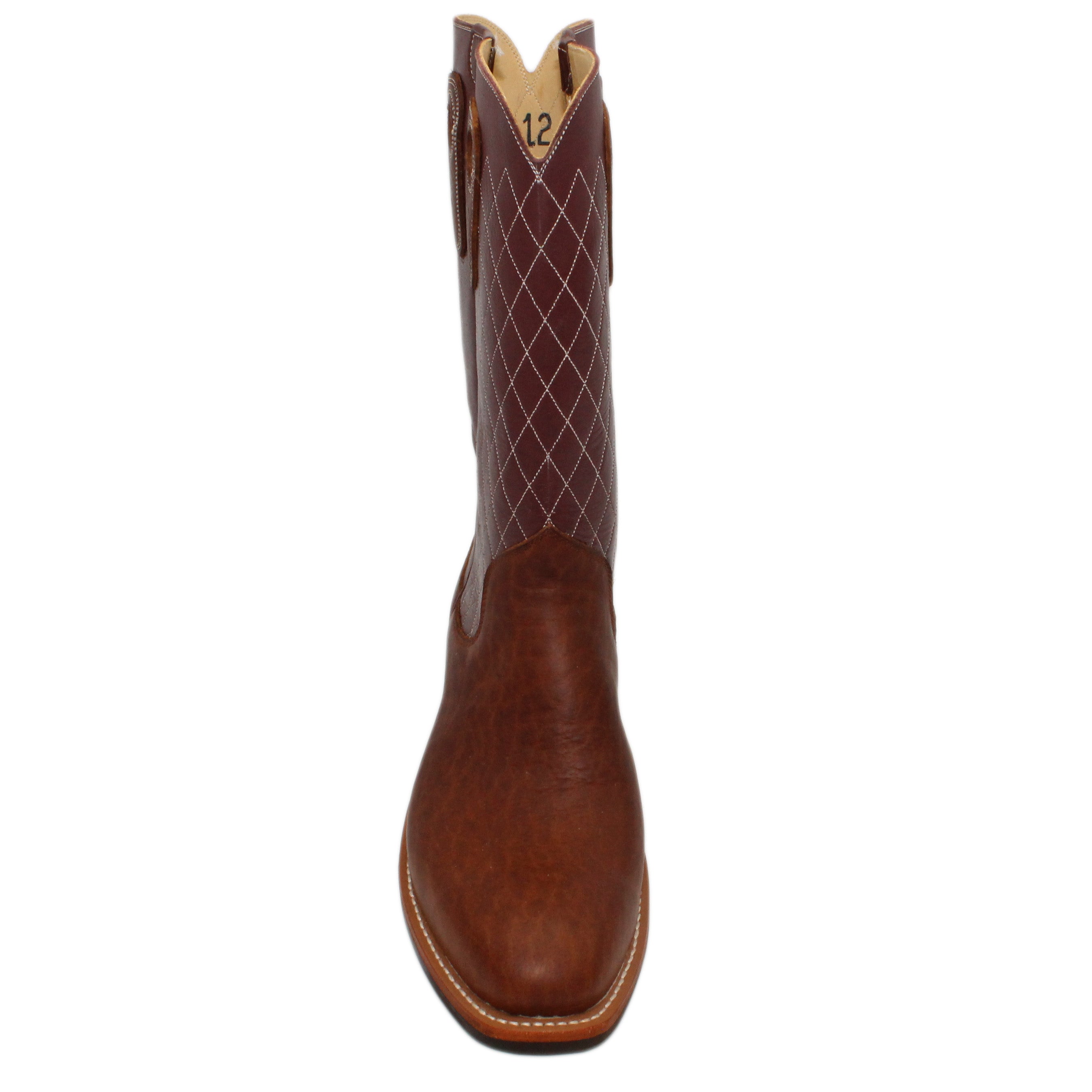 14" Wine upper w/ Diamond Stitching

Bison Vamp

Regular French Square Toe

Slightly Tapered Heel