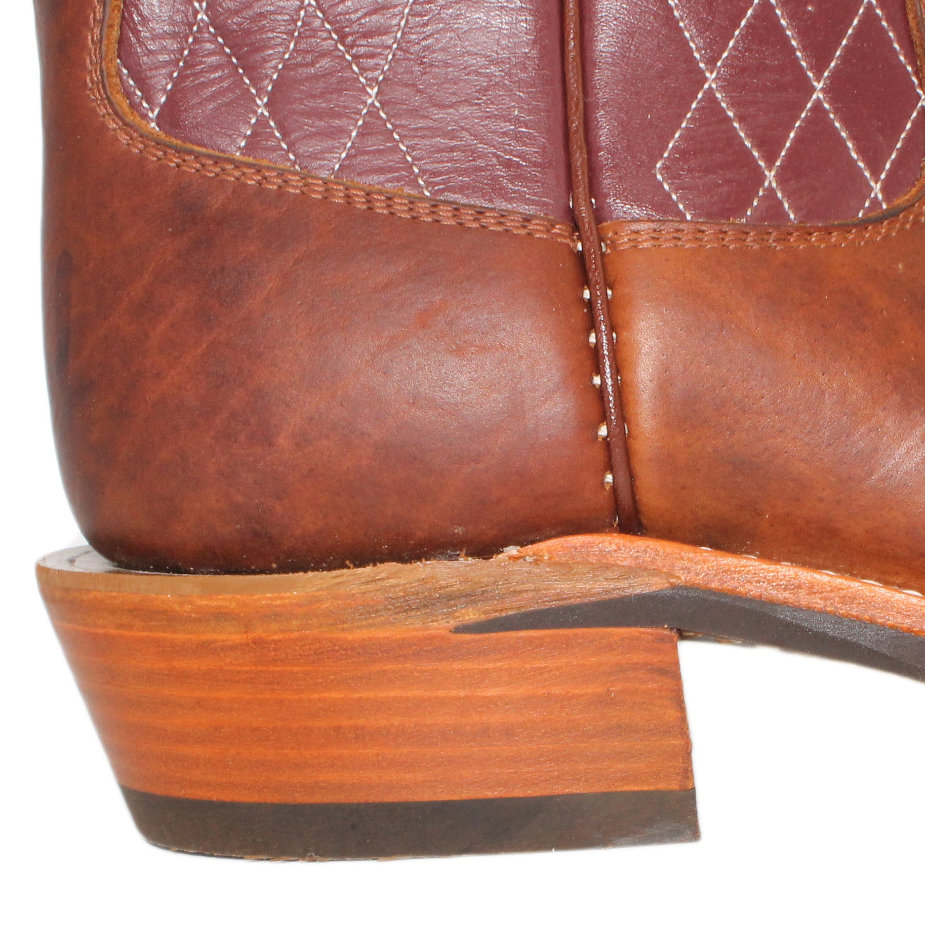 14" Wine upper w/ Diamond Stitching

Bison Vamp

Regular French Square Toe

Slightly Tapered Heel