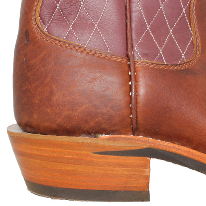 14" Wine upper w/ Diamond Stitching

Bison Vamp

Wide French Square Toe

Slightly Tapered Heel