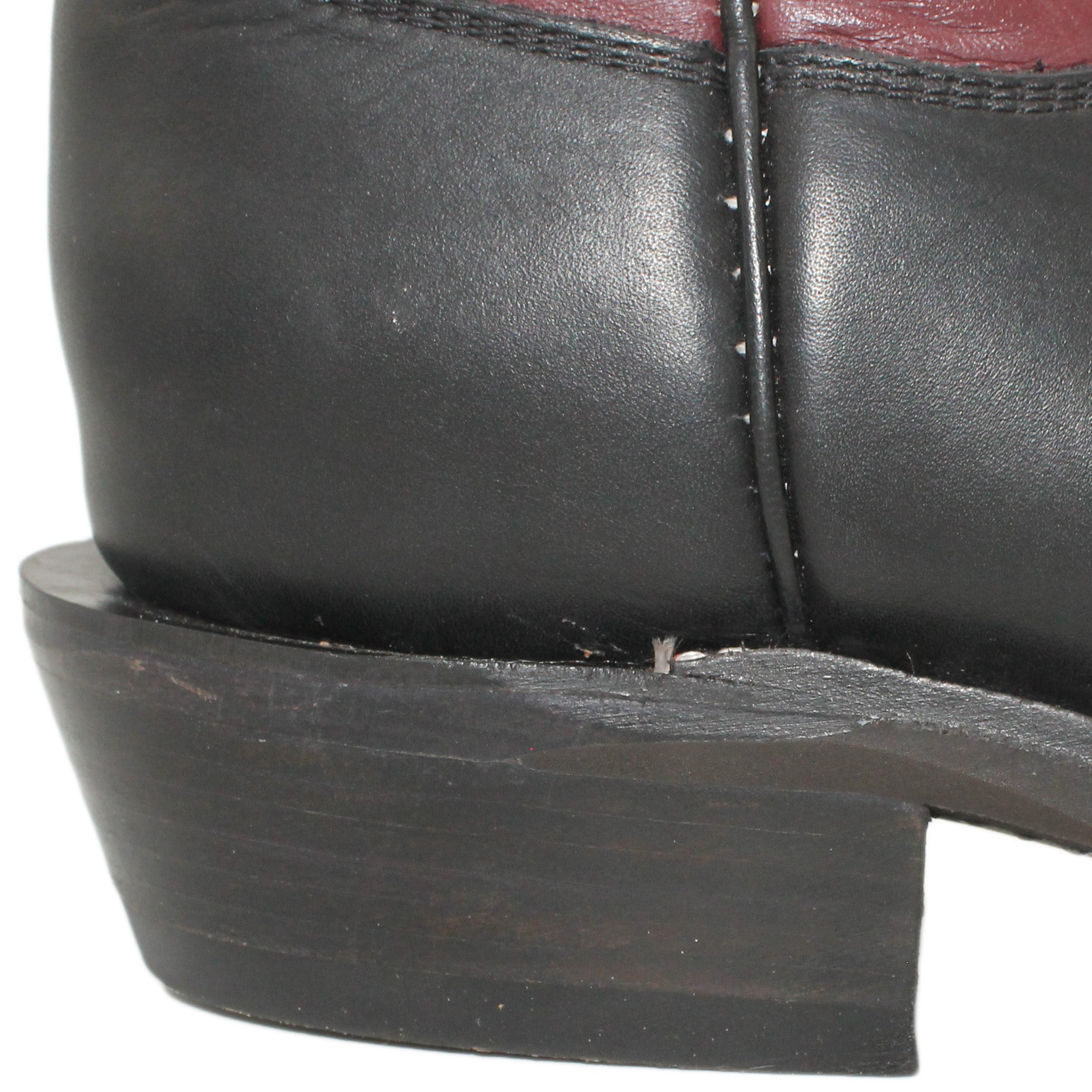 14" Wine Upper w/ Beck Classic Stitching

Black Steer Vamp

Wide French Square Toe

Slightly Tapered Heel