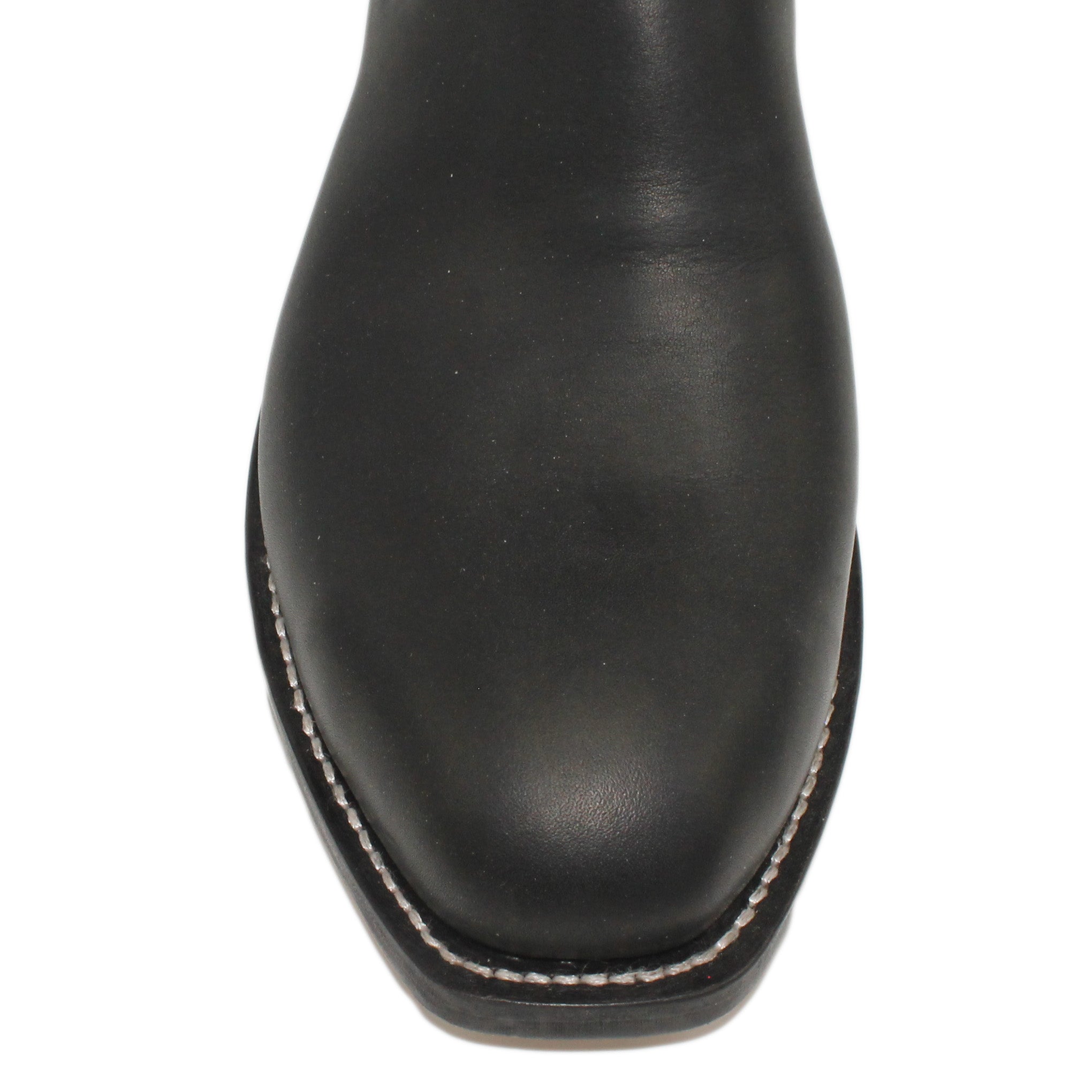 12" Wine Upper w/ Loops Stitching

Black Steer Vamp

Regular French Toe

Slightly Tapered Heel

Leather Sole