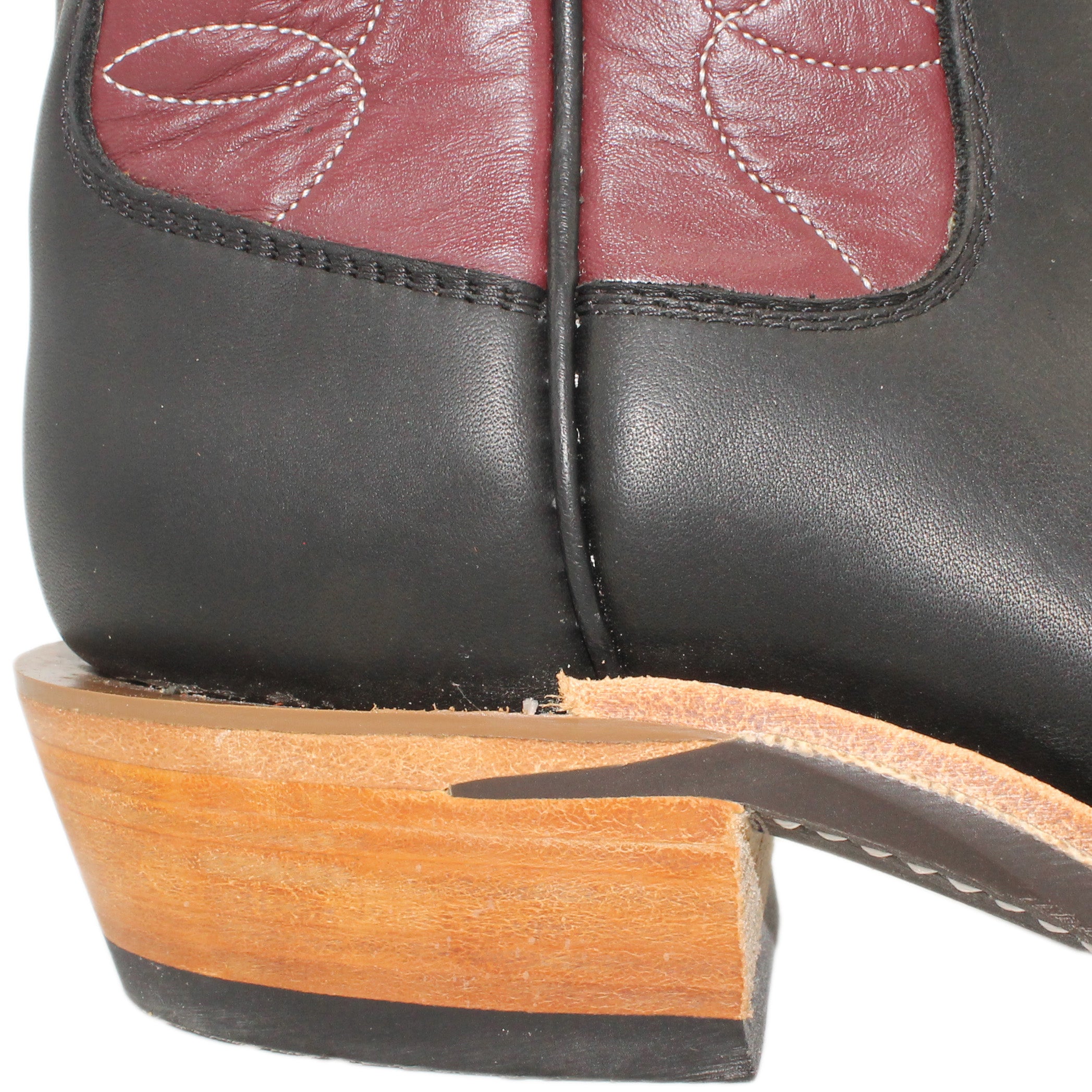 12" Wine Upper w/ Loops Stitching

Black Steer Vamp

Wide French Toe

Slightly Tapered Heel
