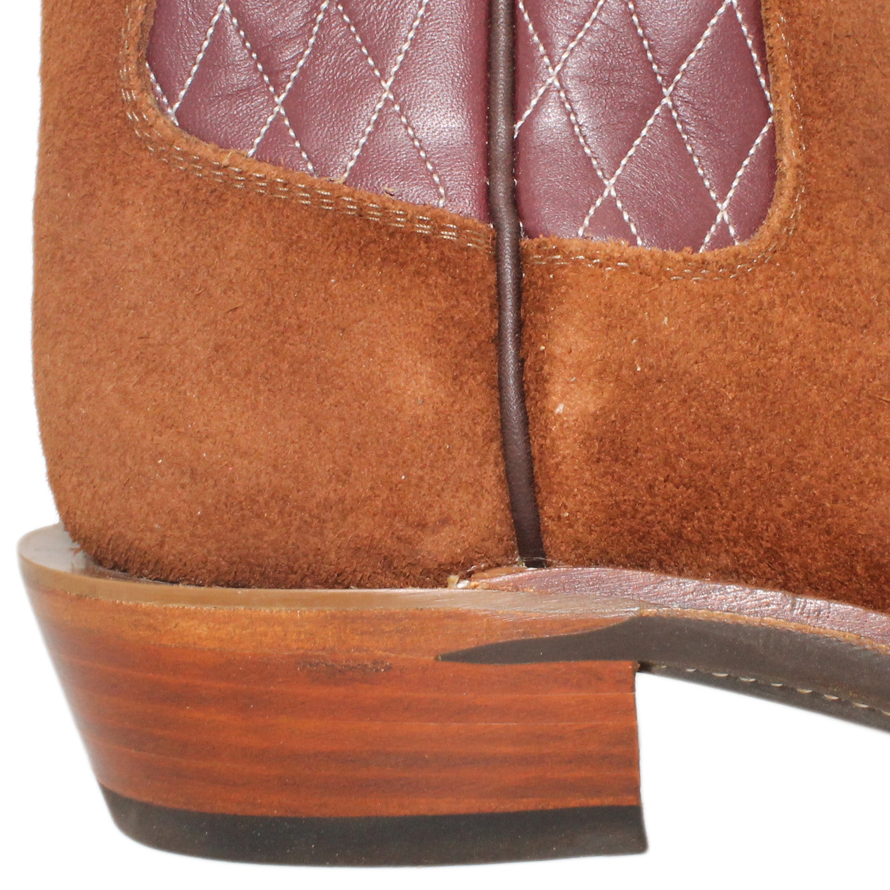 14" Wine Uppers w/ Diamond Stitching

Brown Timberjack Rough Out Steer Vamp

Regular French Square Toe

Slightly Tapered Heel