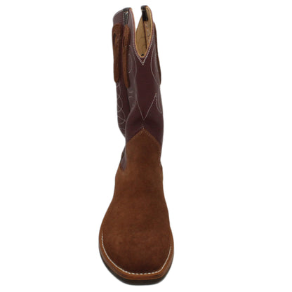 12" Wine Upper w/ Loops Stitching

Brown Timberjack Rough Out Steer Vamp

Regular French Square Toe

Slightly Tapered Heel