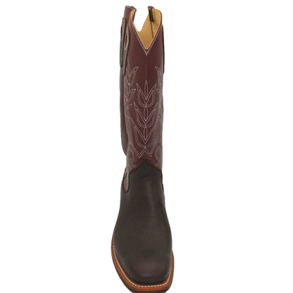 16" Wine Upper w/ Tulip Stitching

Brown Timberjack Steer Vamp

Wide French Square Toe

Slightly Tapered Heel