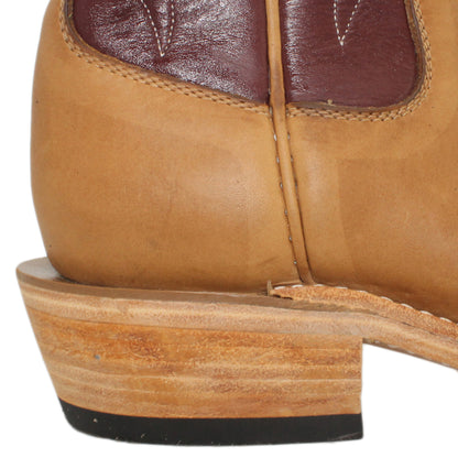 14" Wine Upper w/ Beck Classic Stitching

Buckskin Steer Vamp

Regular French Square Toe

Slightly Tapered Heel