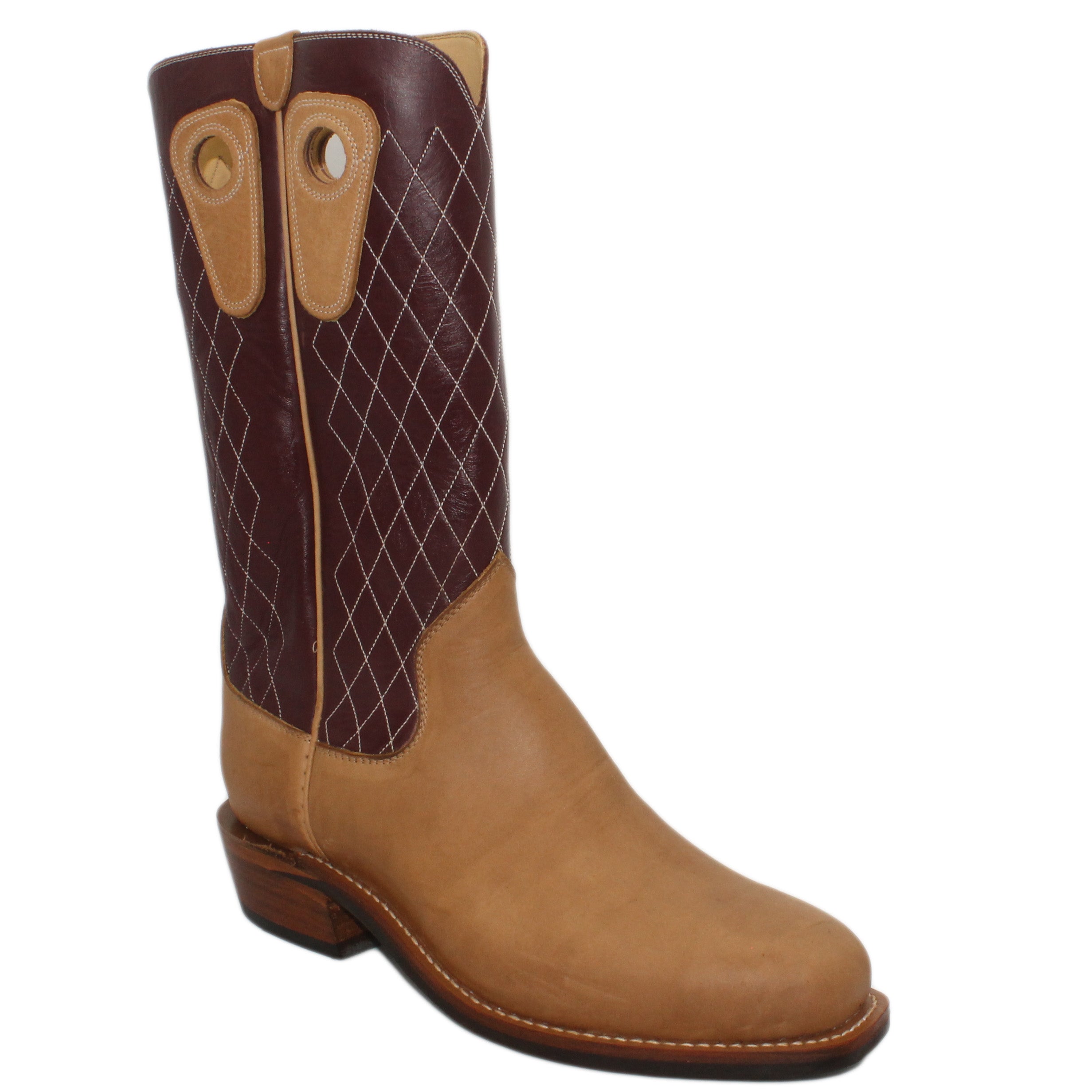 14" Wine Upper w/ Diamond Stitching

Buckskin Steer Vamp

Regular French Square Toe

Slightly Tapered Heel