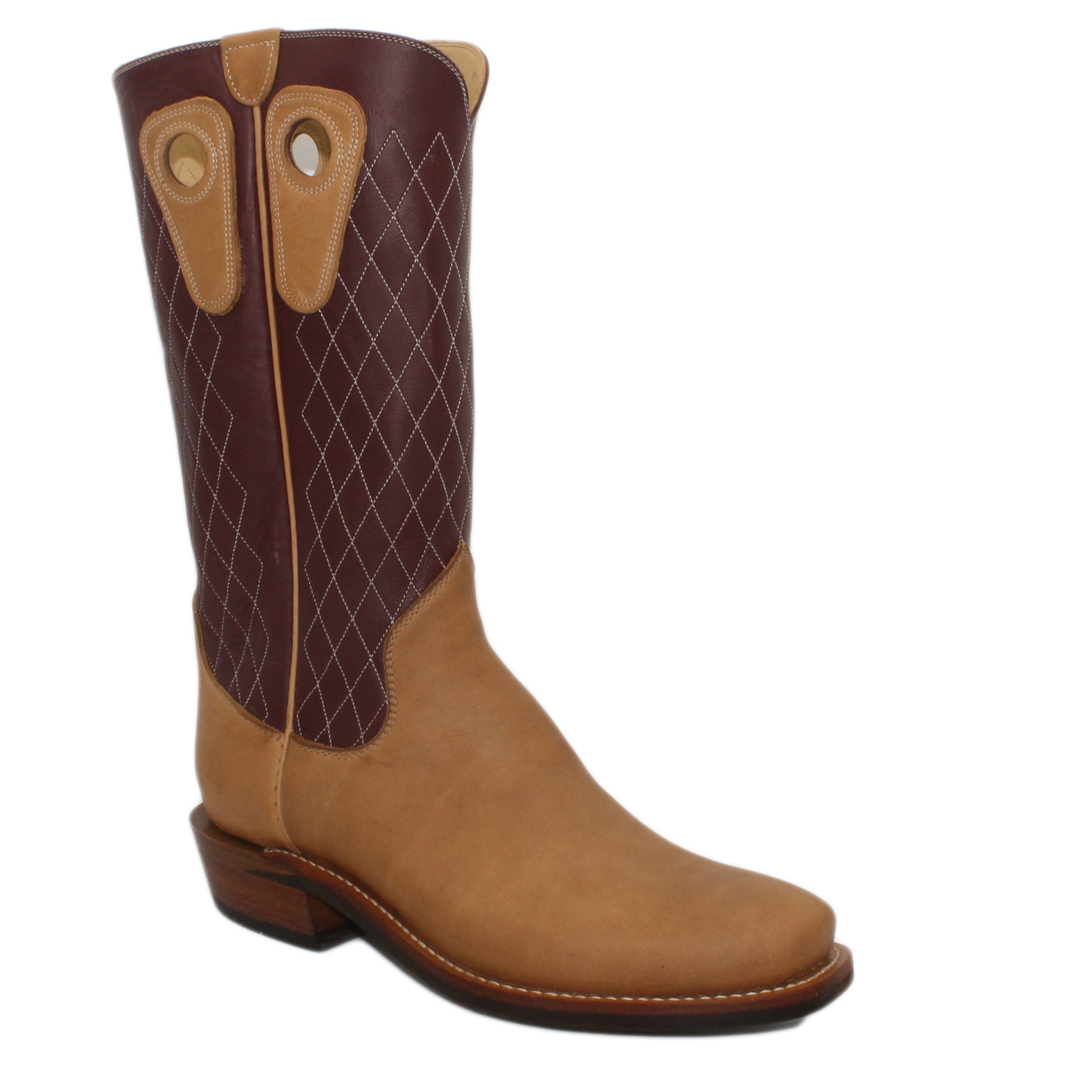 14" Wine Upper w/ Diamond Stitching

Buckskin Steer Vamp

Regular Forties Square Toe

Slightly Tapered Heel