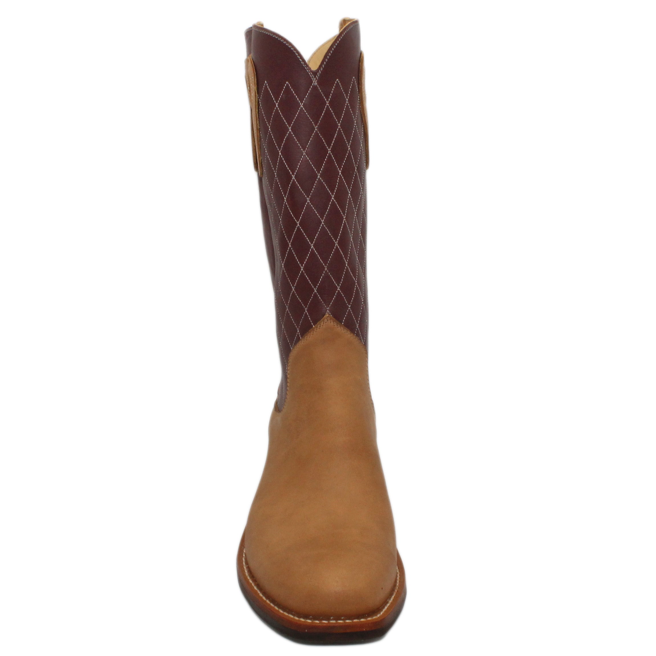 14" Wine Upper w/ Diamond Stitching

Buckskin Steer Vamp

Regular Forties Square Toe

Slightly Tapered Heel