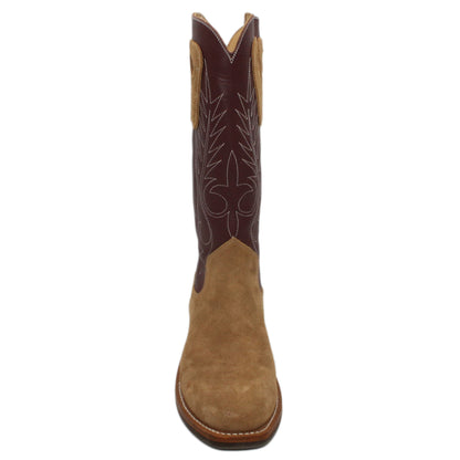 14" Wine Upper w/ Beck Classic Stitching

Buckskin Rough Out Steer Vamp

Regular French Square Toe

Block Heel