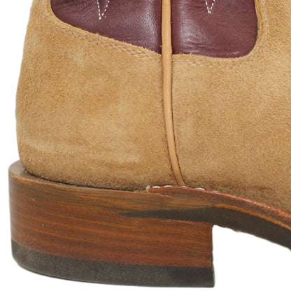 14" Wine Upper w/ Beck Classic Stitching

Buckskin Rough Out Steer Vamp

Regular French Square Toe

Block Heel