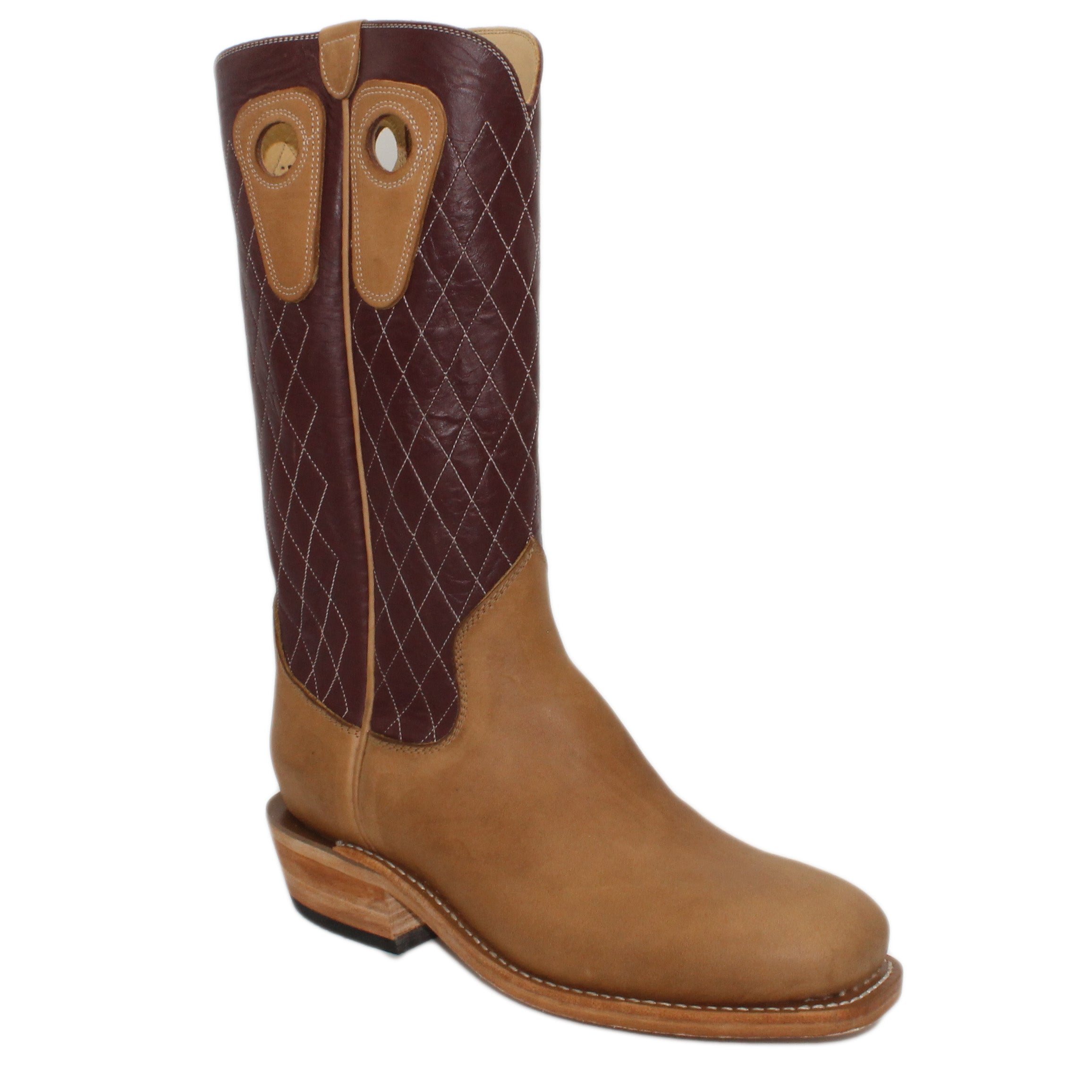 14" Wine Upper w/ Diamond Stitching

Buckskin Steer Vamp

Wide French Square Toe

Slightly Tapered Heel